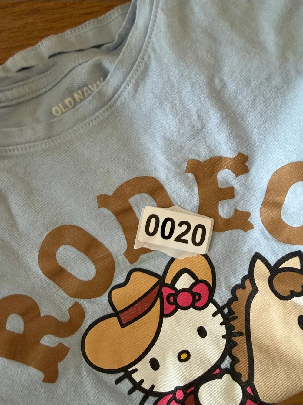 Old Navy Light Blue Hello Kitty Rodeo Graphic Tee